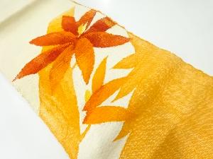 手織り真綿紬花模様織出し名古屋帯